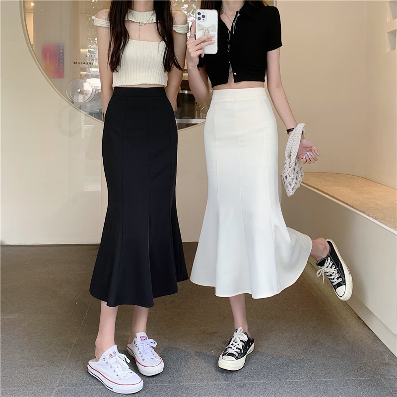 Skirts Ultrathin High Waist Wrapped Hip Black Fishtail Skirt Women's Long Korean Office Elegant Women's Faldas Mujer Moda Autumn Mermaid 230