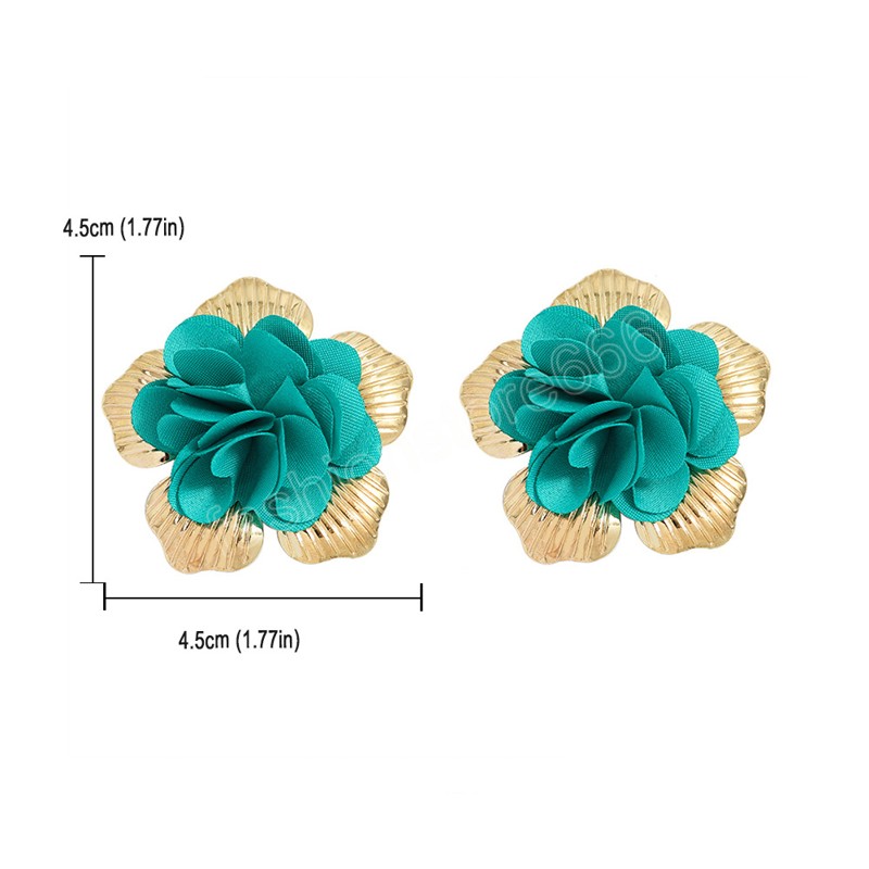 Elegant Fluffy Fabric Flower Earrings for Women Trendy Charms Wedding Stud Earrings Accessories 2023 Fashion Jewelry Ladies Gift