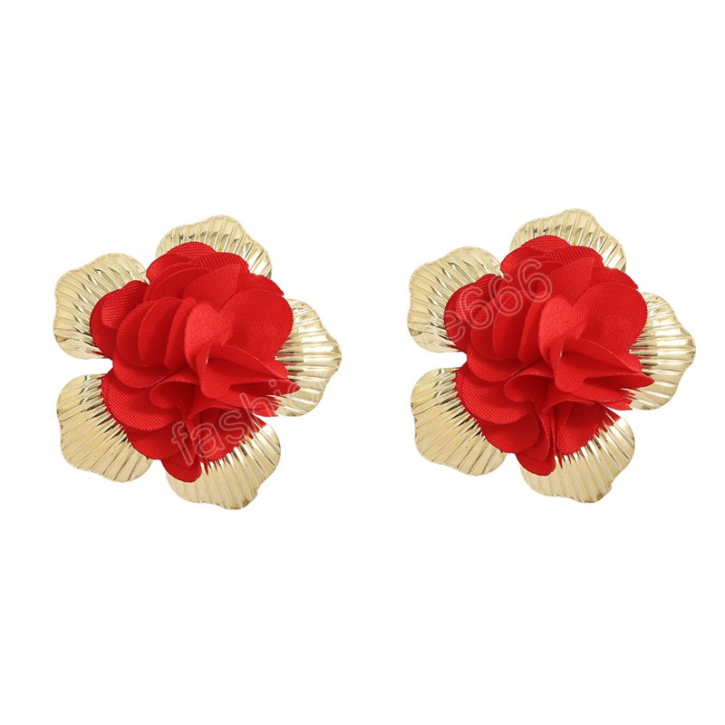 Elegant Fluffy Fabric Flower Earrings for Women Trendy Charms Wedding Stud Earrings Accessories 2023 Fashion Jewelry Ladies Gift