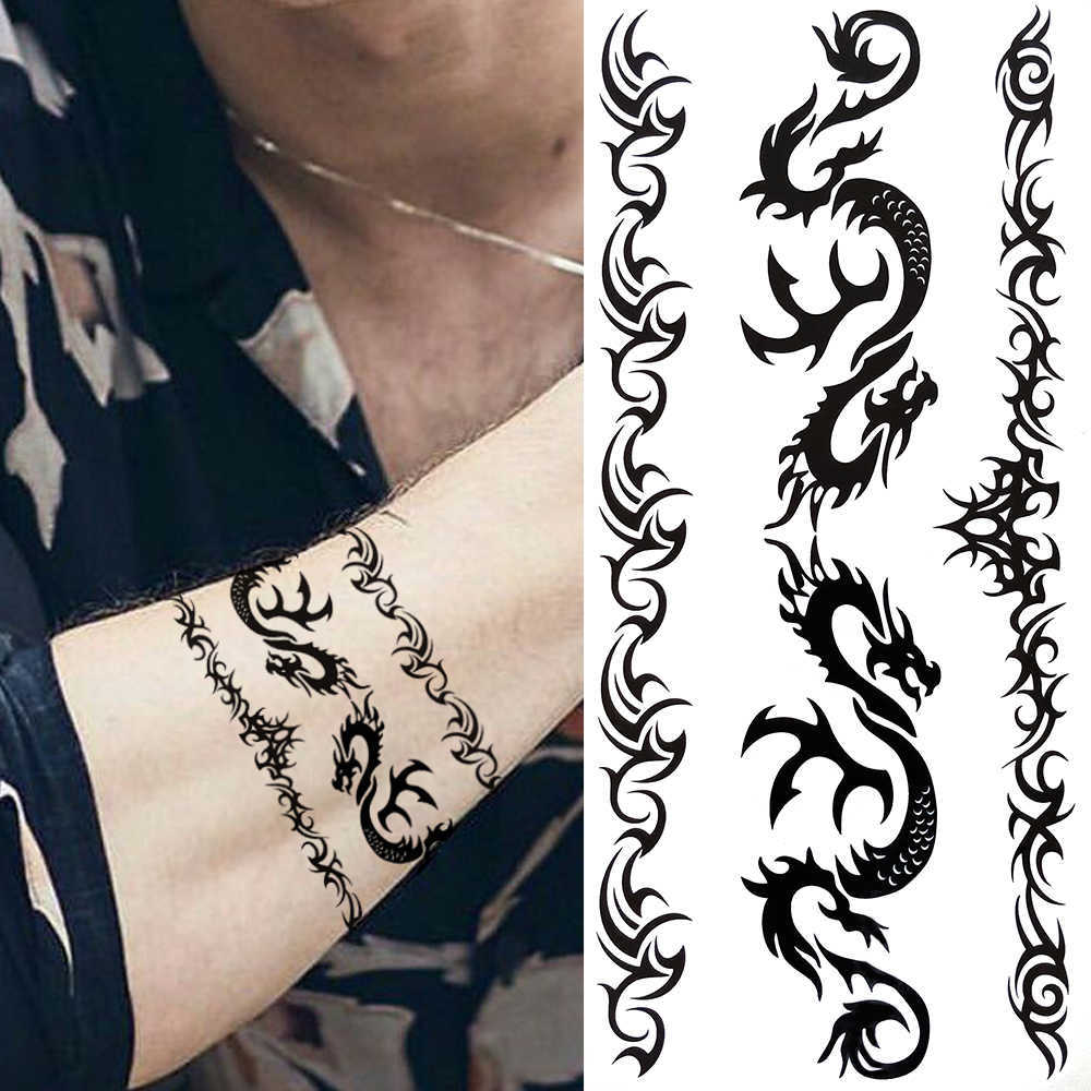 Temporary Tattoos Sexy Elf Temporary Tattoos For Women Men Realistic Indian Sun Star Moon Dragon Flower Tattoo Sticker Foot Arm Small Tatoos Paste Z04