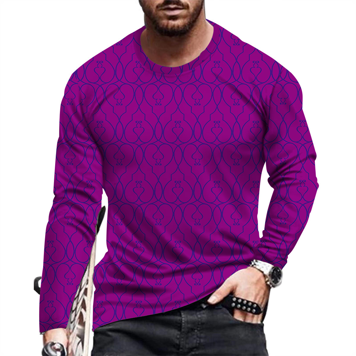 Men's T-Shirts Fahsion and Casual Men's Long Sleeve Printed T-Shirt 230403