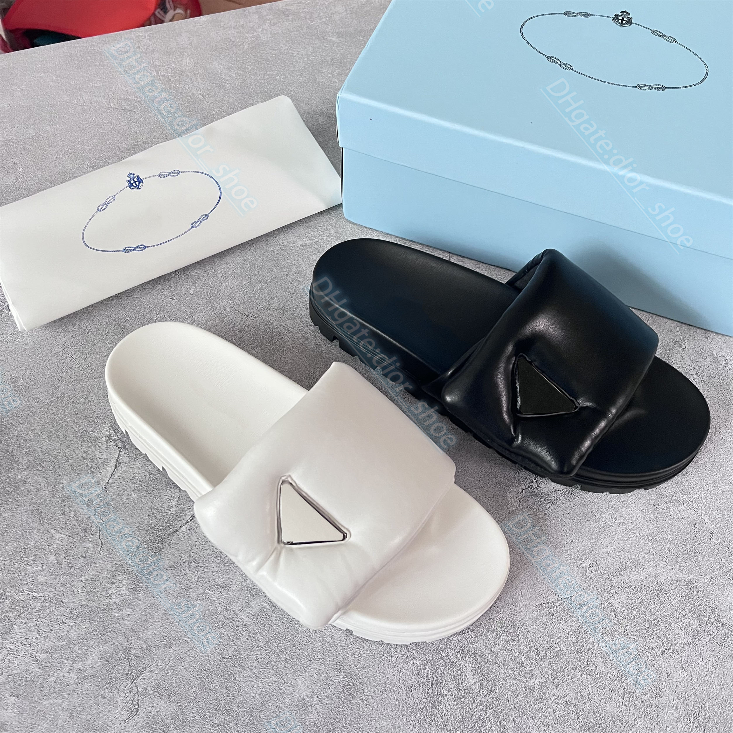 Summer women designer sandal luxury Fashion Outdoor Beach Walk slipper Soft padded nappa leather slides metal triangle Lug tread rubber sole shoes, White
Summer women designer sandal luxury Fashion Outdoor Beach Walk slipper Soft padded nappa leather slides metal triangle Lug tread rubber sole shoes, White