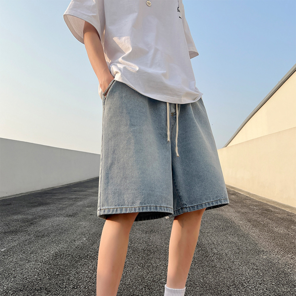 Men's Shorts Summer High Street Short Jeans Fashion Retro Men's Denim Shorts Solid Hip Hop Men's Street Pants Elastic Waist 230403