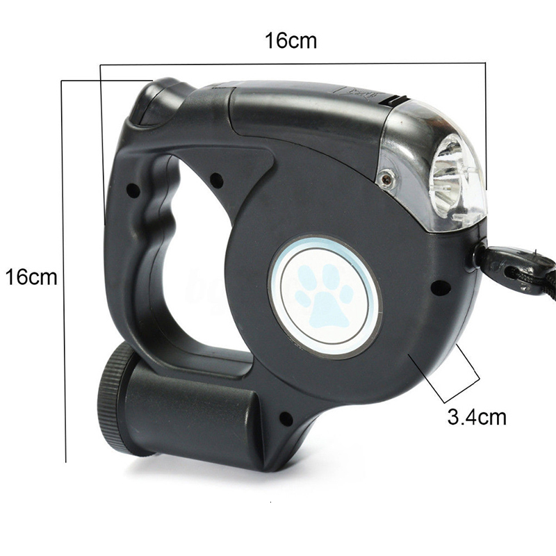 Dog Collars Leashes LED Flashlight Automatic Retractable Roulette Lead Extendable Traction Rope with Garbage Bag Accessories 230403