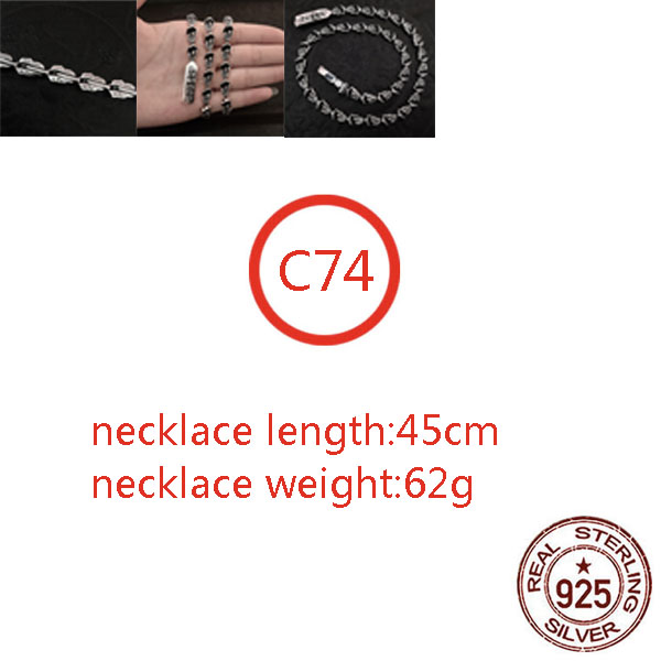 C74 S925 Sterling Silver Necklace Personalized Fashion Punk Hip Hop Style Jewelry Tongue Inlaid Diamond Cross Flower Letter Shape Gift for Lover