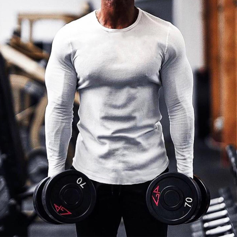 Men's T-Shirts Men's Sweater Long Sleeve T-shirt Solid Color Fitness Autumn Spring Leisure Sweatshirt 230403