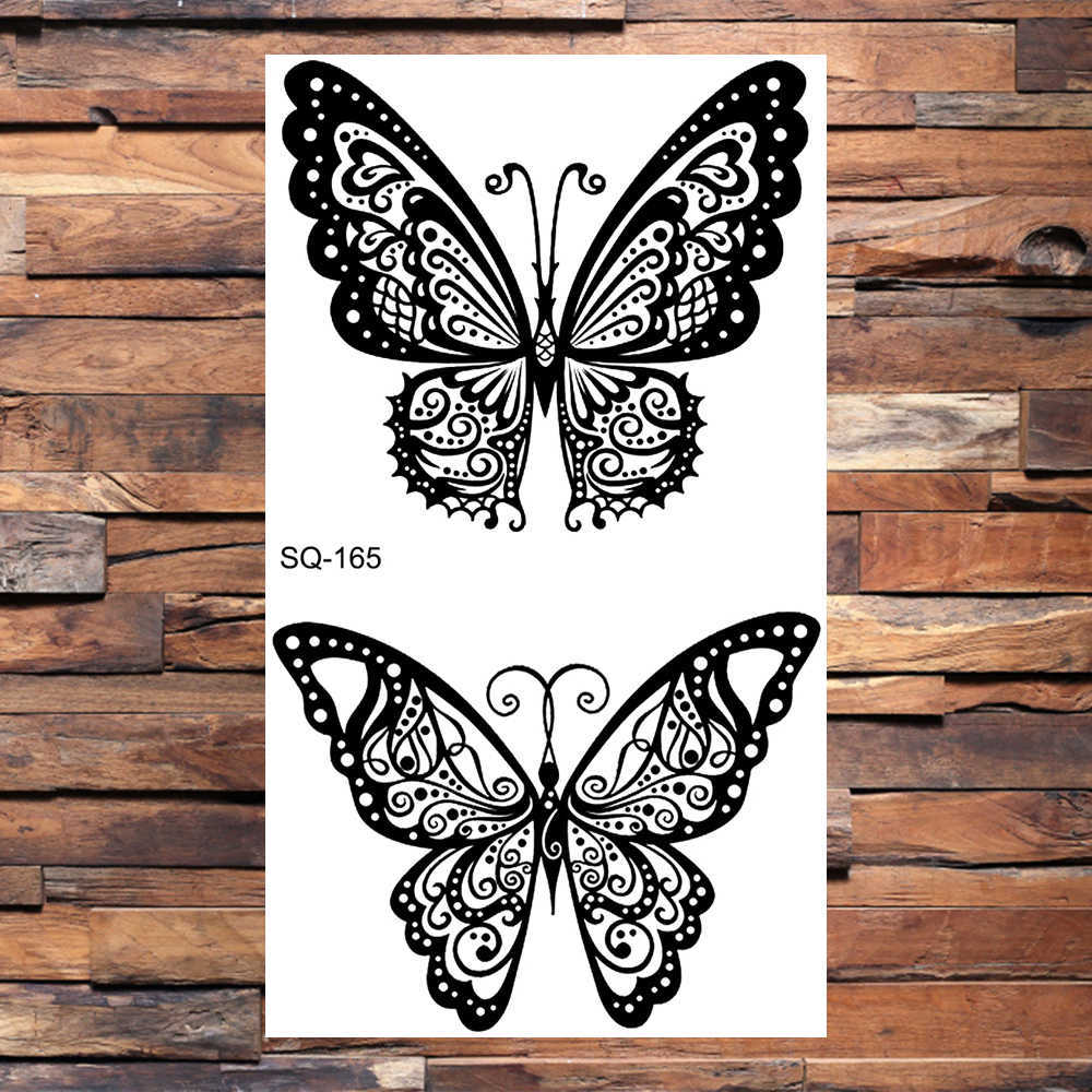 Temporary Tattoos Small Butterfly Temporary Tattoos For Women Girls Realistic Skull Feather Flower Water Transfer Tattoos Neck Arm Tatoos Hands Z0403