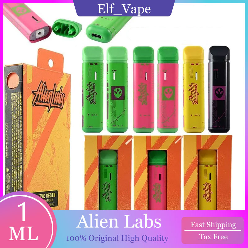 Original Alien Labs Vape Pen Puffs Disposable Empty E Cigarettes 1ml Capacity Pod Battery Rechargeable Ceramic Coil Electronic Cigs Vape Pen 6 Colors