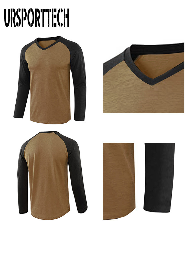Men's T-Shirts Urporttech Spring Autumn Men's Large Full Sleeve Men's Casual Patch Work T-shirt Men's Fitness Top T-shirt 230403