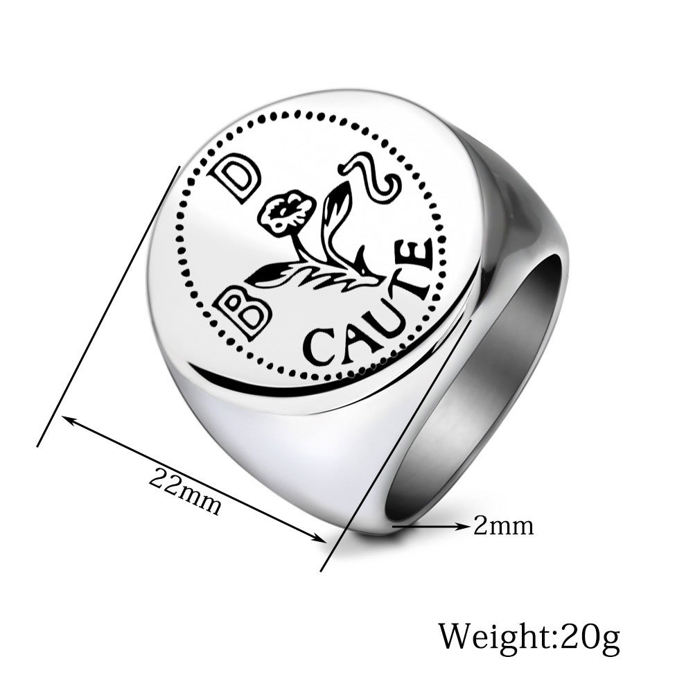 New Titanium Stainless Steel Square Finger Ring Sun Wing Basketball Lion Anit Rust Silver Gold Color Rings for Men Hip Hop Punk Rock Birthday Gift Who