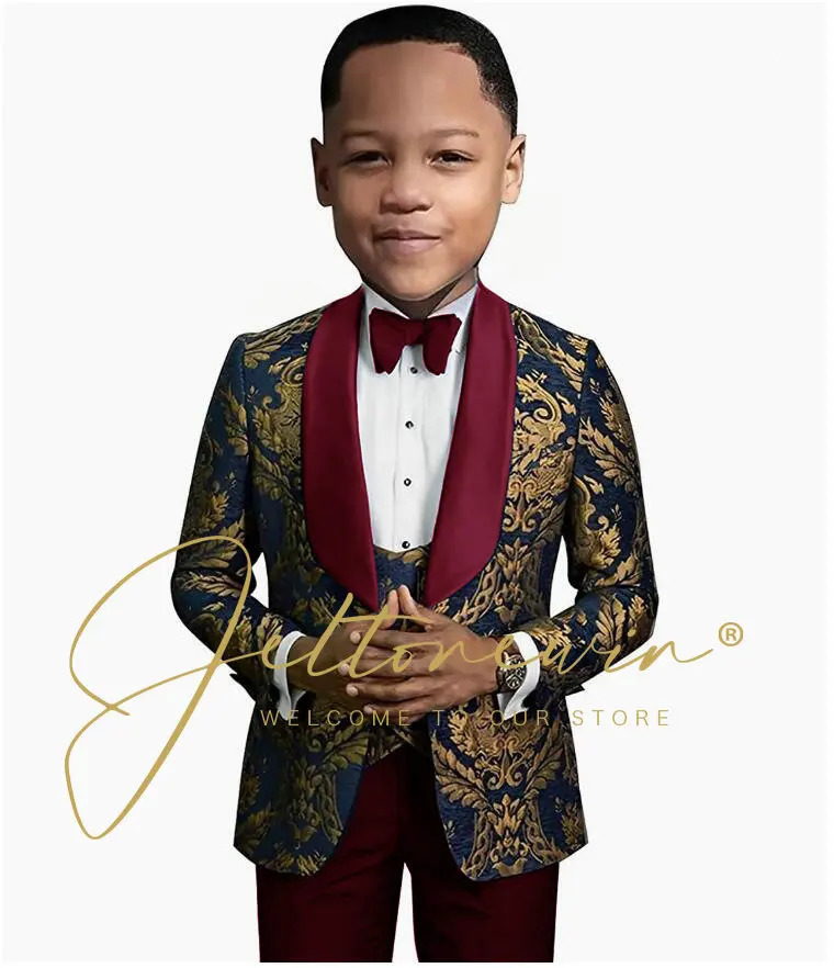 Suits Boy Costume 3 Pieces Child Jacket Sets Flower Boys Formal Party Suit Kids Wedding Tuxedo Clothes 6yrs To 12yrs 231110