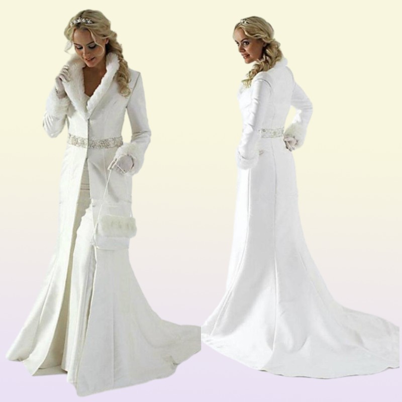 Elegant Fur women clothes Bridal Jacket Lapel Neck Bridal Wrap Long Sleeve women winter coats for Wedding Bolero coat Plus Size Ca