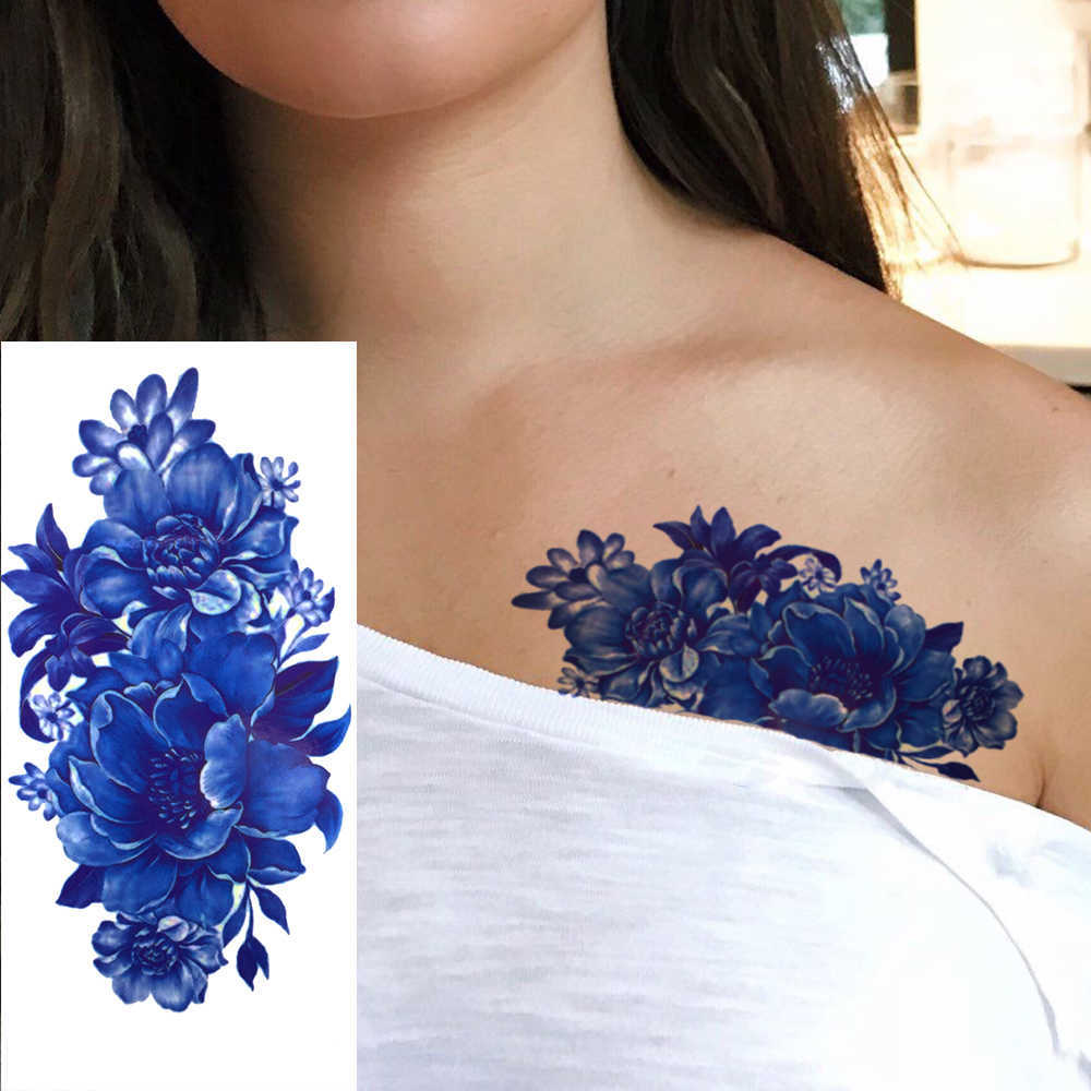 Temporary Tattoos Sexy Elf Temporary Tattoos For Women Men Realistic Indian Sun Star Moon Dragon Flower Tattoo Sticker Foot Arm Small Tatoos Paste Z04