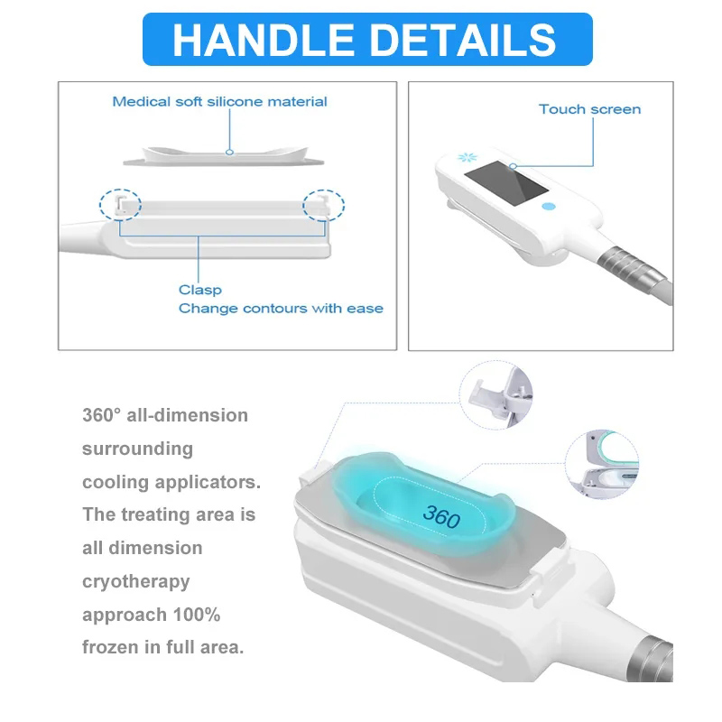 360° Cryolipolysis Vacuum Cavitation Fat Freeze Slimming Machine Weight loss Double Chin Removal 4 Cryo Handles Availble