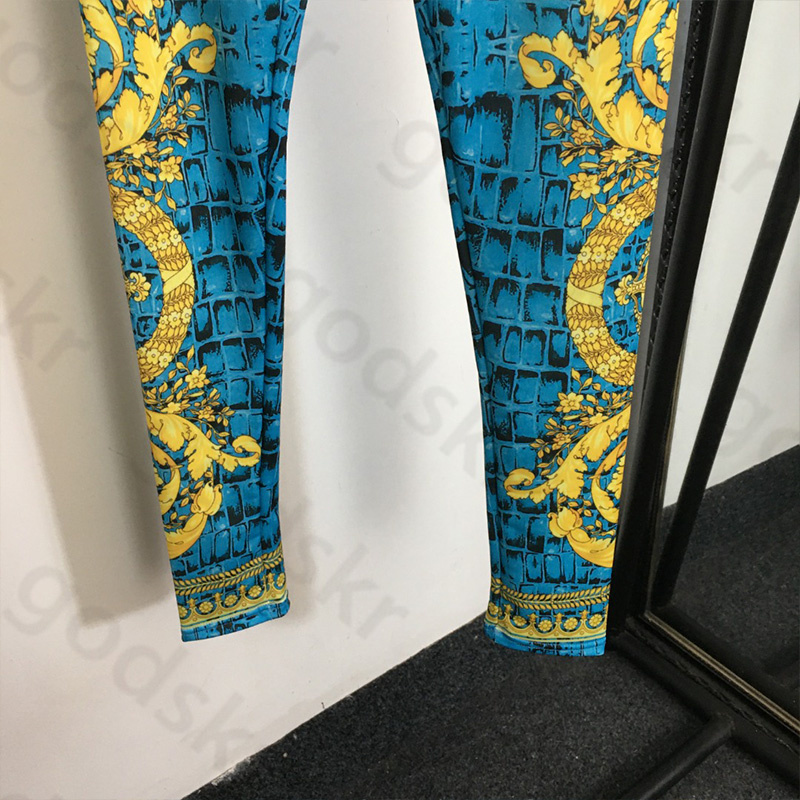 Vintage Pattern Leggings Women Fashion Stretch Yoga Pants Elastic Waist Gym Pants Running Trousers