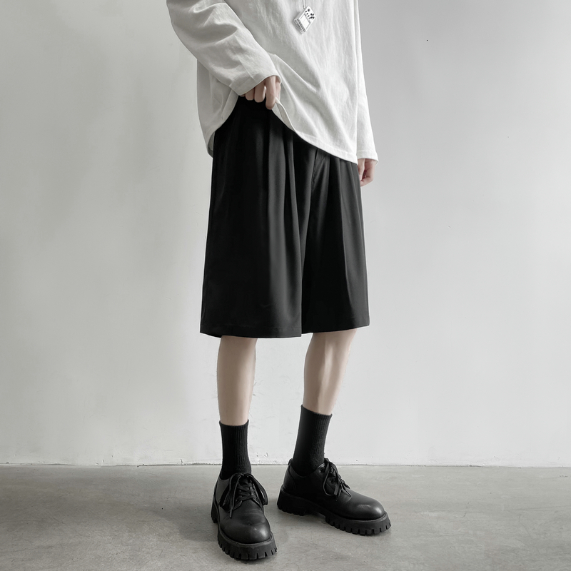 Men's Shorts Summer Men's Shorts Straight Knee Short Set Pants Solid Black and White Student Clothing Thin Casual Shorts 230403