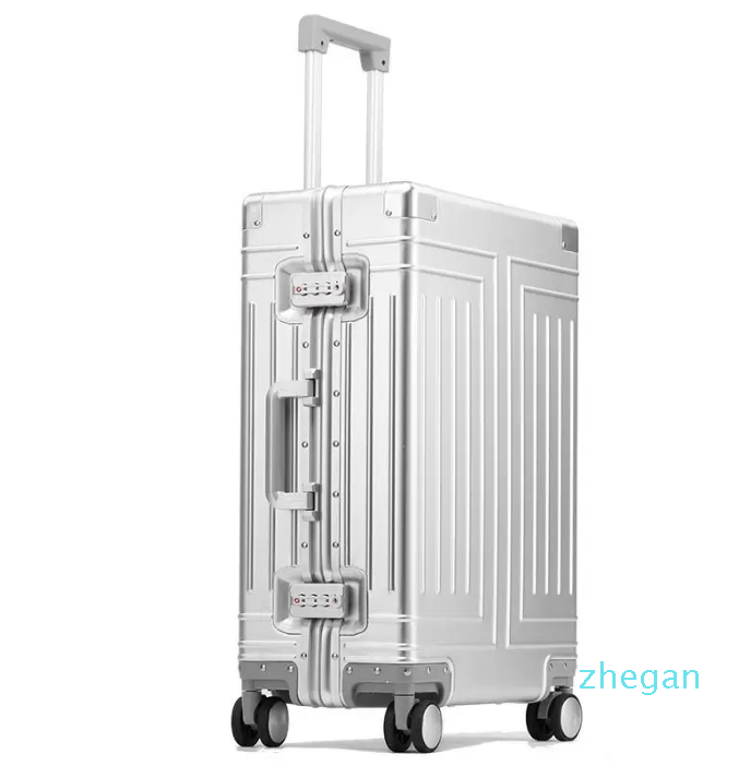 

Suitcases High-grade 100% Aluminum-magnesium Rolling Luggage For Boarding Spinner Travel Suitcase With Wheels