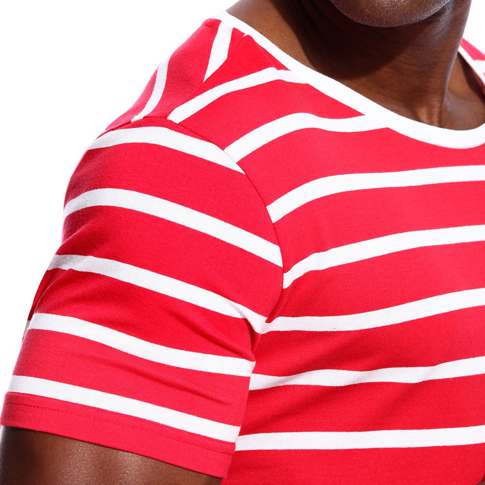 Men's T-Shirts Wide and narrow striped men's T-shirt striped T-shirt staff neckline men's short sleeve sailor men's top 230403