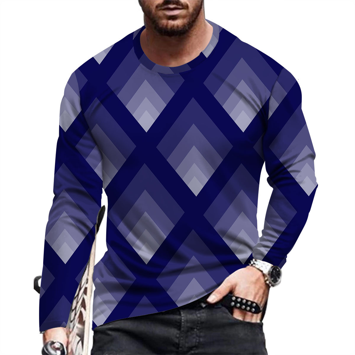 Men's T-Shirts Men's Fashion Casual Long Sleeve Round Neck T-shirt 230403