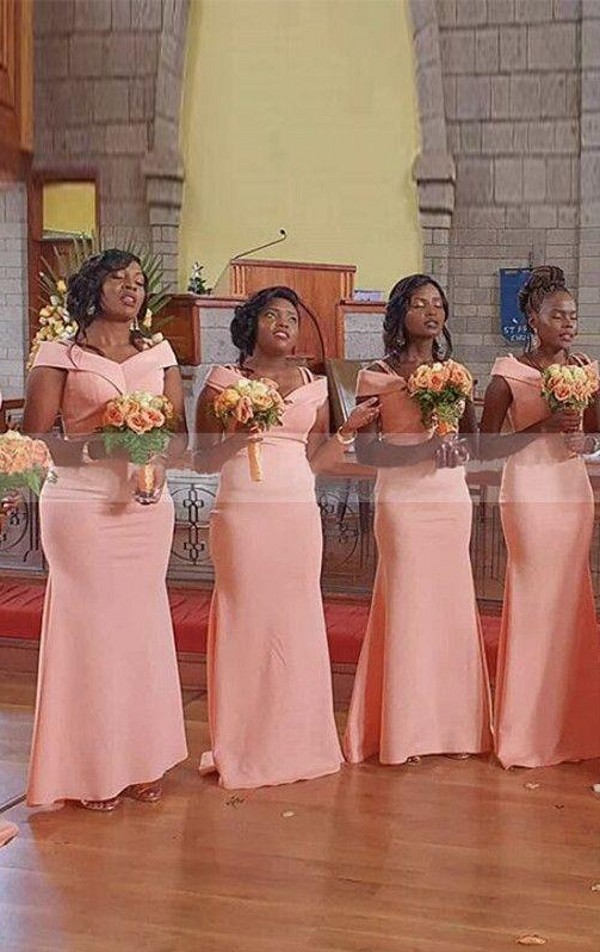 Nigeria South African Girls Pink Bridesmaid Dresses Sexy Off The Shoulder Plus Size Maid Of Honor Gowns Floor Length Satin Long Mermaid Wedding Guest 