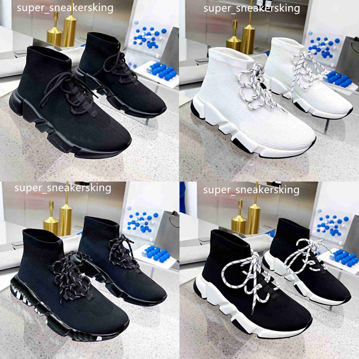 Triple s Knit Socks Shoes Mesh Speed Trainer High Race Runners Men and women Designer Sneakers Platform with laces Casual Trainers with box size 35-46