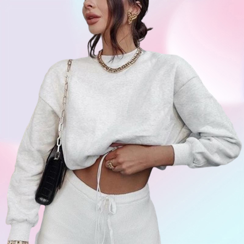 Women 2 piece Set Crop Hoodies Tops Jogger Pants Women Tracksuit Crop Top Trousers Casual Sportwear Matching Set