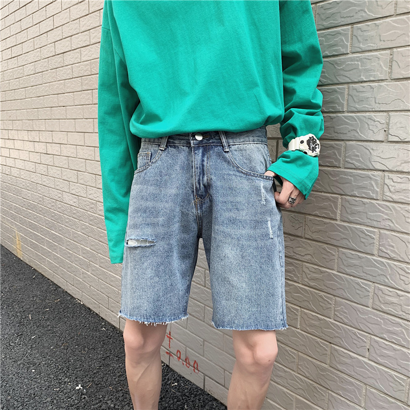 Men's Shorts Summer Denim Shorts Men's Harajuku Fashion Bag Vintage Knee Pants Men's Street Hip Hop Straight Casual Jeans 230403