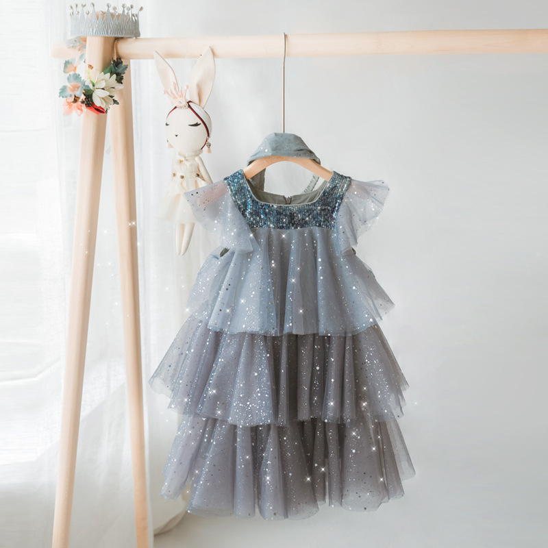 Girl's Dresses Girls Dress Children's Clothing Fashion Rainbow Color Cake Dress Tutu Skirt Sequined Pentagram Unicorn Dress 230403