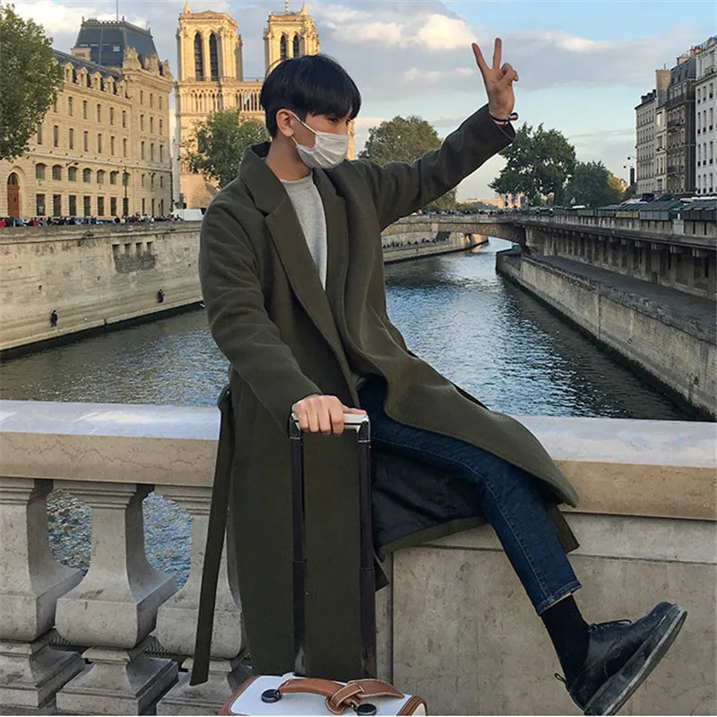 Men's Wool Blends Korean Trend Jackets Loose Casual Singlebreasted Overcoat Autumn Winter Fashion Long Sleeve Woolen Coat 4XL 231102Z