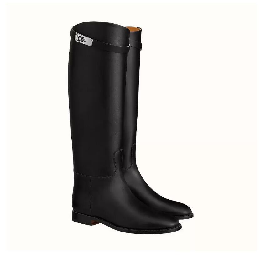 top quality Boots For Lady Buckle Black Calf Leather Famous Knight Long Knee Boot Winter Famous Jumping Women Tall Boots Multi Color H Horse New S25626