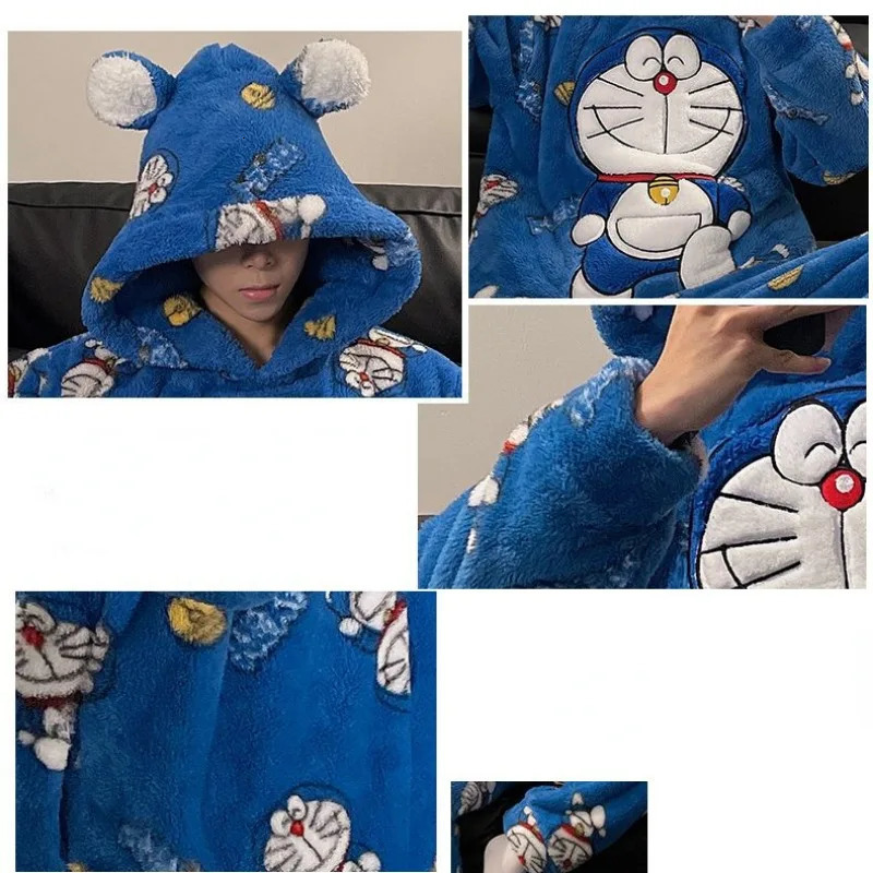 Men's Sleepwear 2023 Autumn Winter Coral Plush Thickened Loungewear Cartoon Enlarged Size Student Warm Homewear Set 231102Z