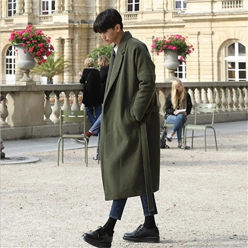 Men's Wool Blends Korean Trend Jackets Loose Casual Singlebreasted Overcoat Autumn Winter Fashion Long Sleeve Woolen Coat 4XL 231102Z