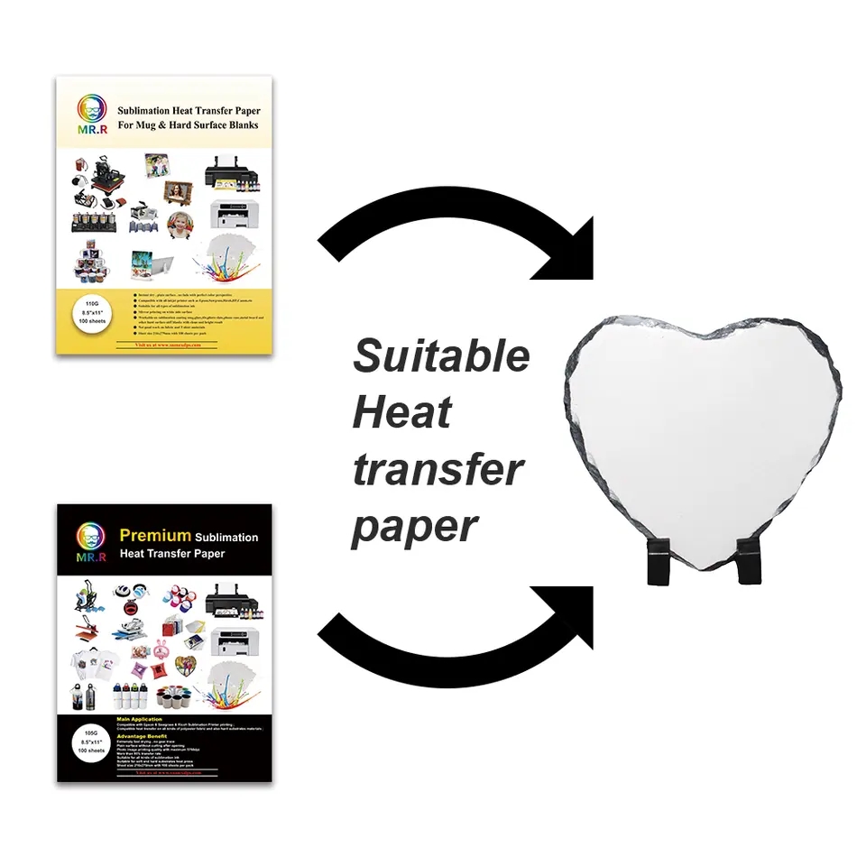 8inch sublimation Blank photo slate rock plaque heart shape Heat Transfer Picture Frame