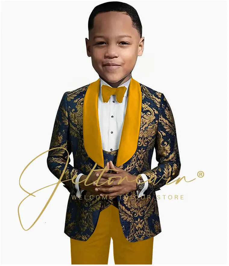 Suits Boy Costume 3 Pieces Child Jacket Sets Flower Boys Formal Party Suit Kids Wedding Tuxedo Clothes 6yrs To 12yrs 231110