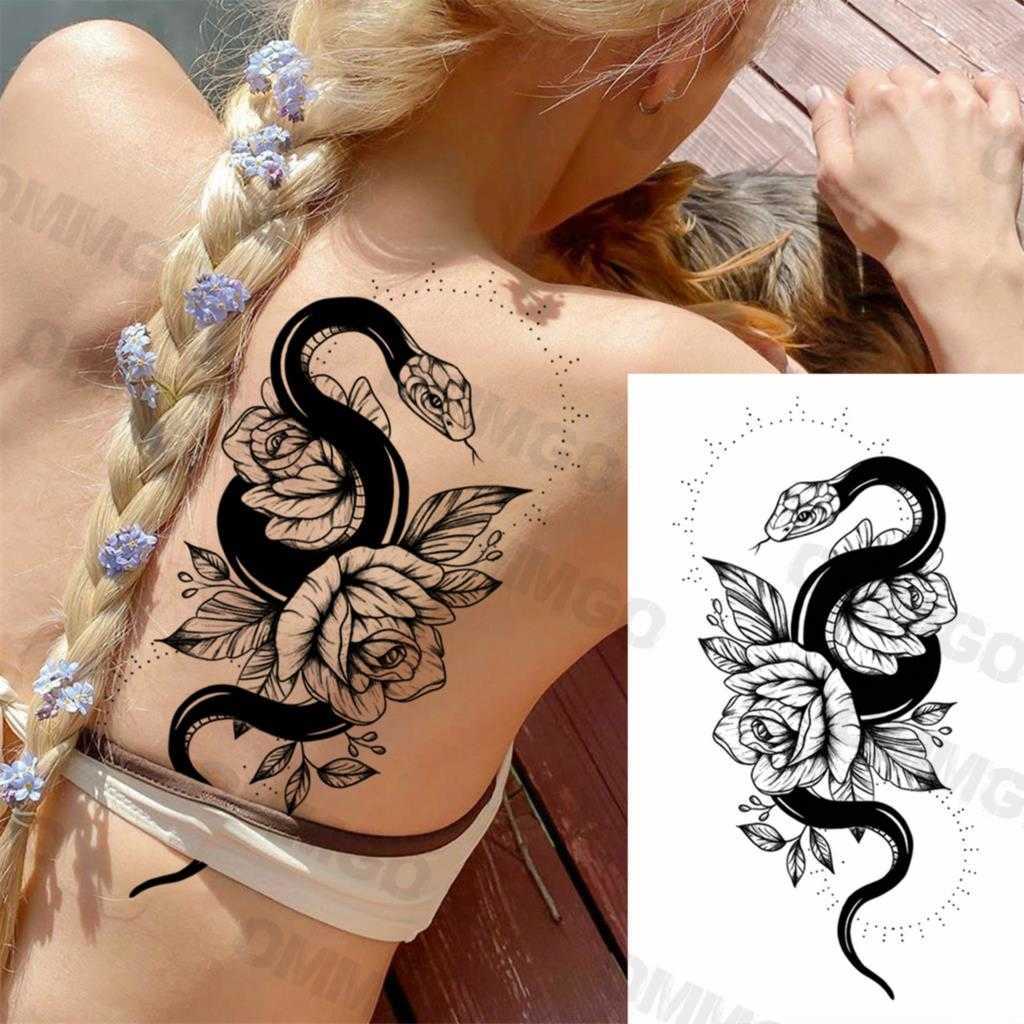 Temporary Tattoos Realistic Daisy Tiger Thighs Temporary Tattoos For Women Adult Girl Rose Flower Snake Fake Tattoo Body Art Painting Tatoos Decal Z04