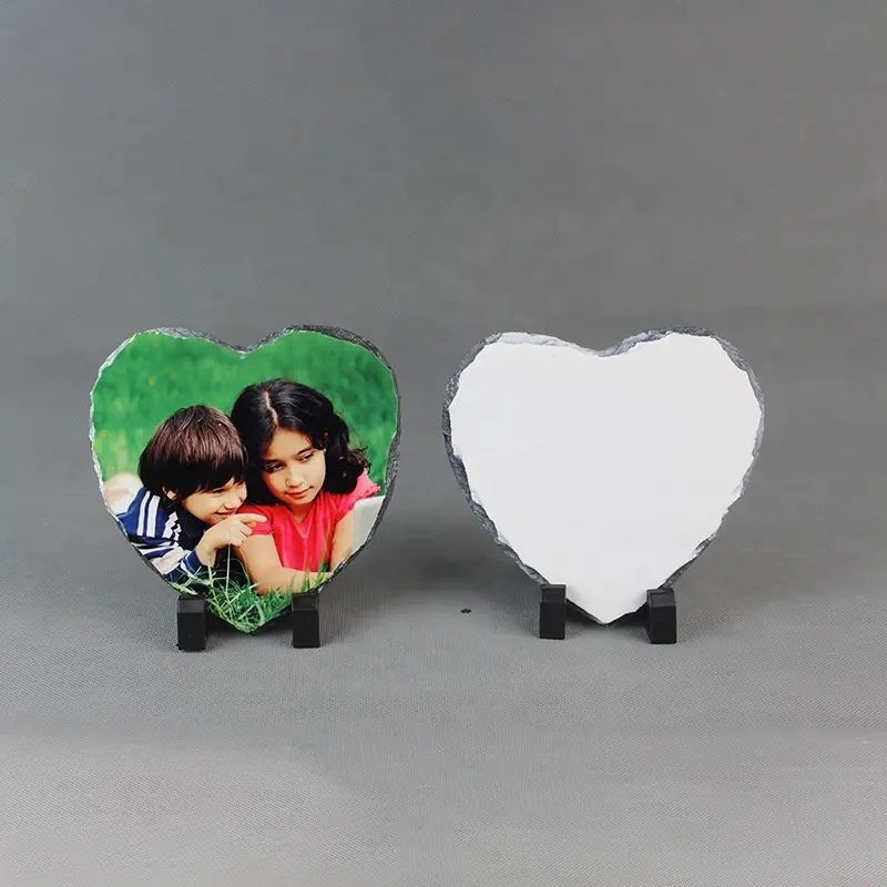 8inch sublimation Blank photo slate rock plaque heart shape Heat Transfer Picture Frame