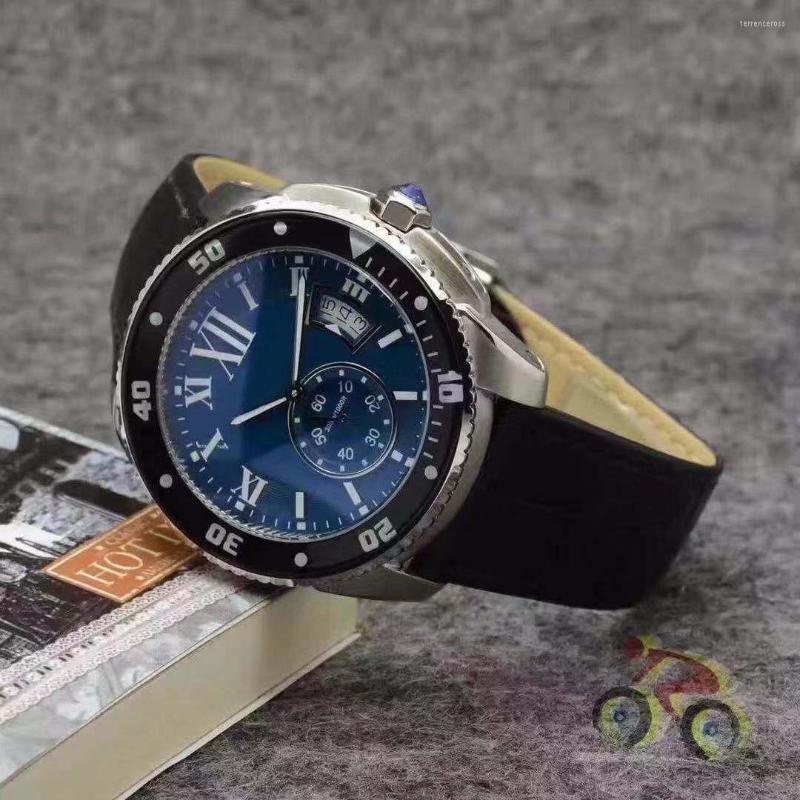 Wristwatches Mens Watch Quartz Chronograph Ceramic Blue Black Leather Calendar
Wristwatches Mens Watch Quartz Chronograph Ceramic Blue Black Leather Calendar