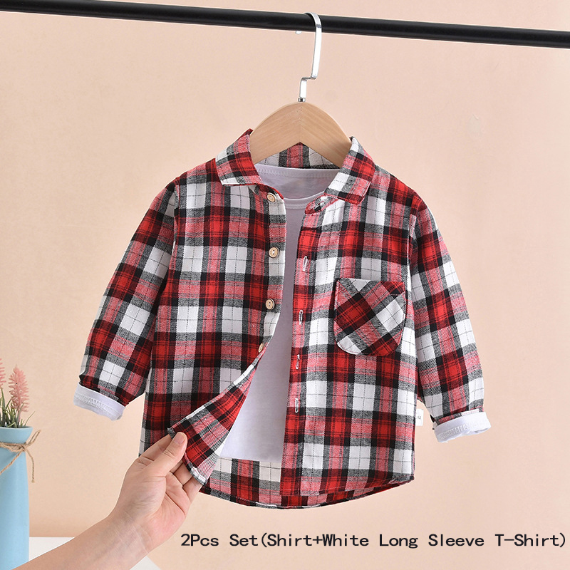 Kids Shirts Baby Boys' Plain ShirtWhite Long Sleeve T-Shirt 2PCS Set Casual Loose Fit Children's Clothing Children's Girls' Shirt 