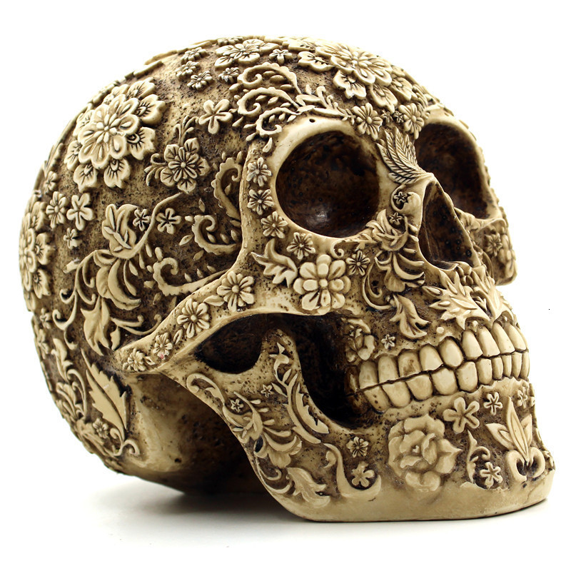 Decorative Objects Figurines BUF Modern Resin Statue Retro Skull Decor Home Decoration Ornaments Creative Art Carving Sculptures Model Halloween Gifts