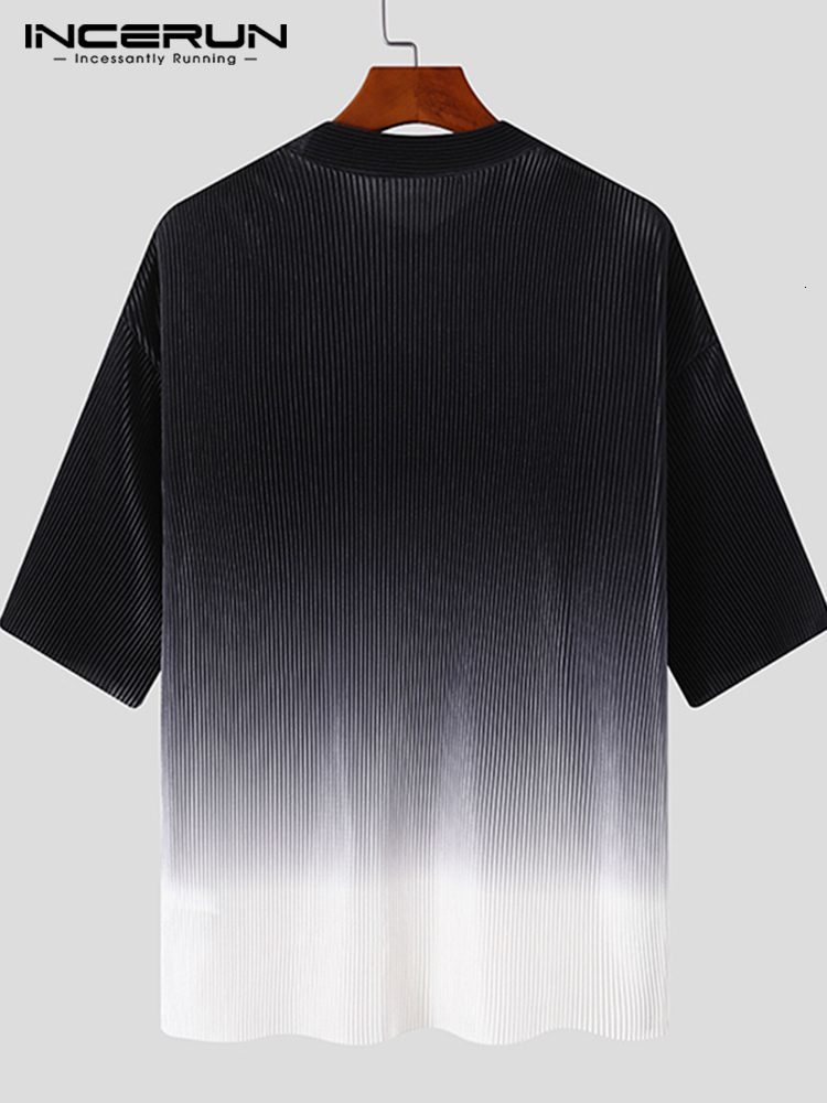 Men's T-Shirts INCERUN Fashion Men's T-Shirt O-Neck Half Sleeve Tie Dye Gradual Relaxed Men's Clothing Folding Casual Camisetas S-5XL 2