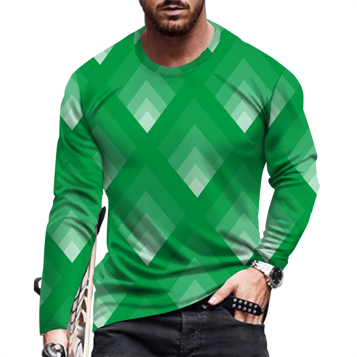 Men's T-Shirts Men's Fashion Casual Long Sleeve Round Neck T-shirt 230403