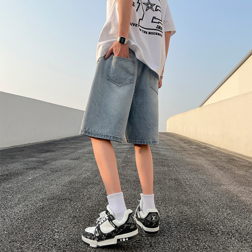 Men's Shorts Summer High Street Short Jeans Fashion Retro Men's Denim Shorts Solid Hip Hop Men's Street Pants Elastic Waist 230403