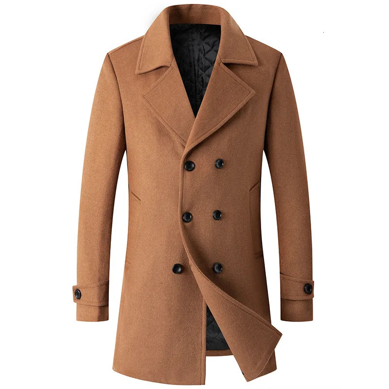 Men's Wool Blends Men Doublebreasted Cashmere Long Trench Coats Covercoats Winter Jackets Male Business Casual 231102Z