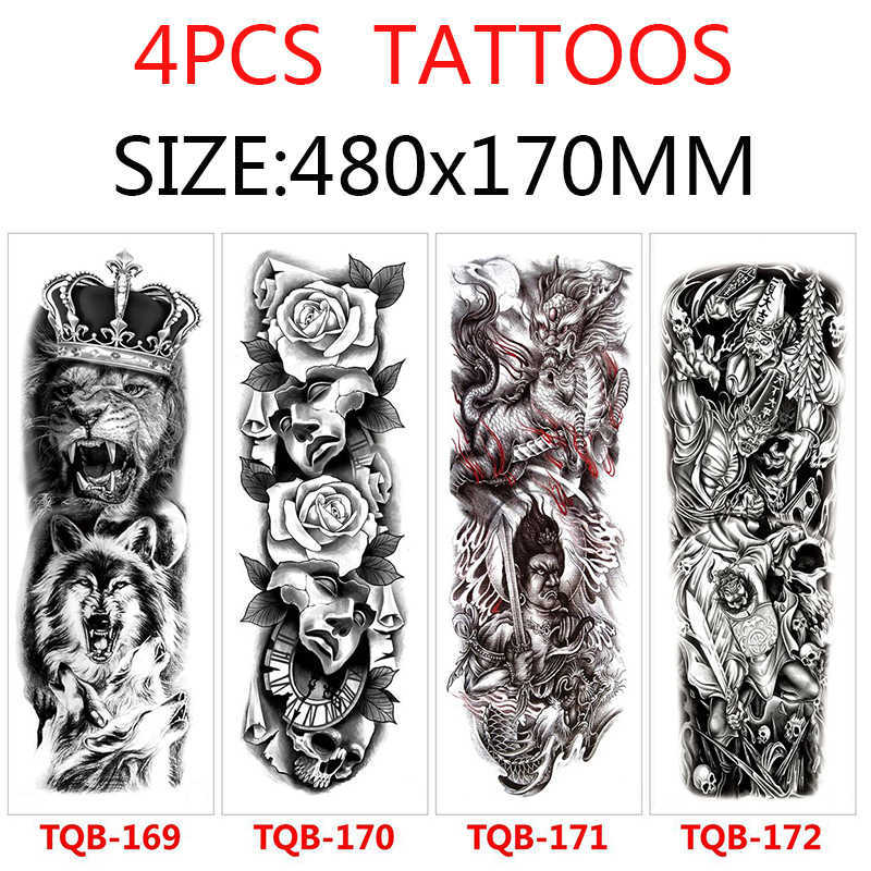 Temporary Tattoos Full Arm Temporary Tattoo Stickers Waterproof Men and Women Tattoo Totem Lion Tiger Body Painting Tattoo Sleeve Z0403