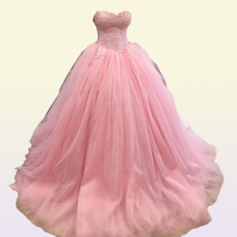 Princess Ball Gown Sweet 16 Party Quinceanera Dresses Pink Tutu skirt Sweetheart Corset Ruffles Plus Size Girls Debutante Prom Dre