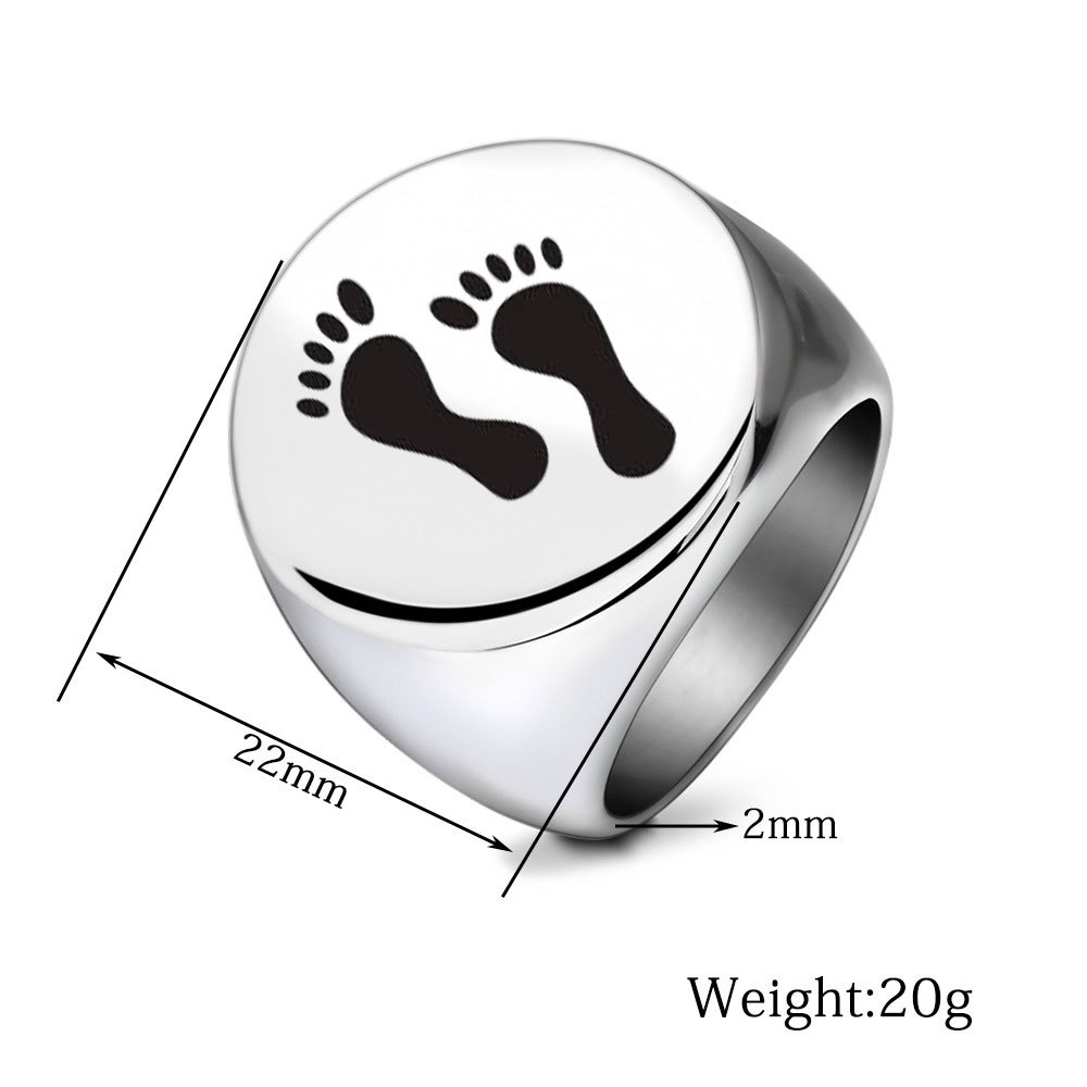 New Titanium Stainless Steel Round Finger Band Ring Pentagram Snake Foot Print Wolf Silver Gold Color Rings for Men Hip Hop Punk Rock Birthday Gift Wh