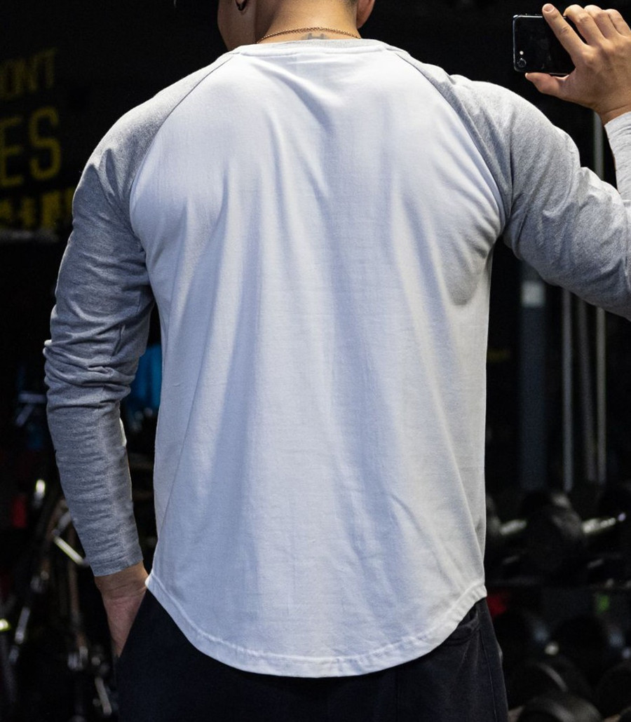 Men's T-Shirts Casual Long Sleeve T-shirt Men's Fitness Cotton Spliced Work T-shirt Men's Gym Exercise Top Spring Autumn Running Sports