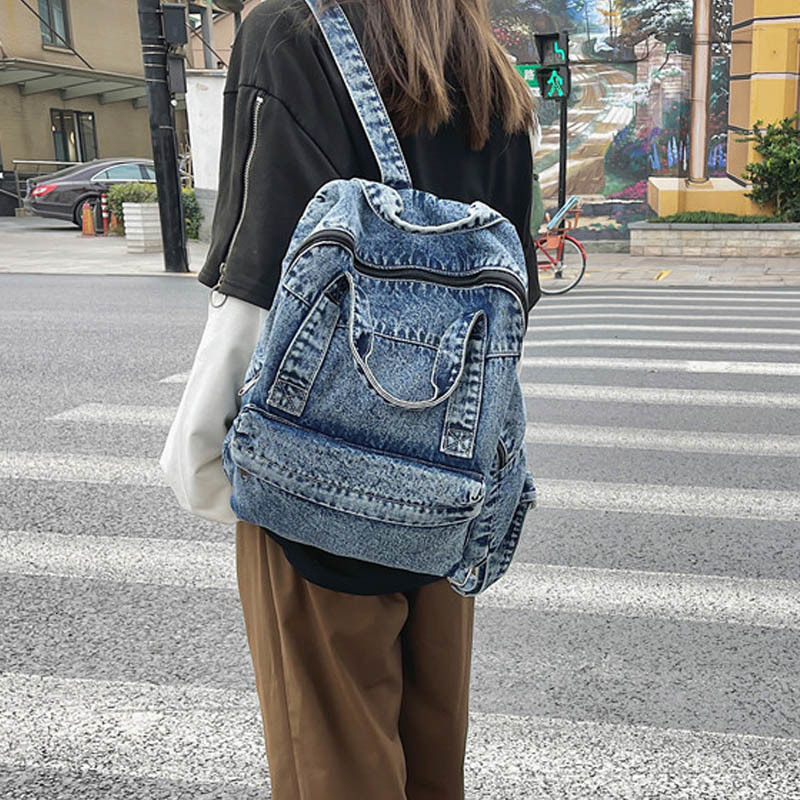School Bags Fashion Denim Backpack Canvas Women's Backpack Large Capacity Shoulder Bag Youth School Backpack Travel Backpack 230403