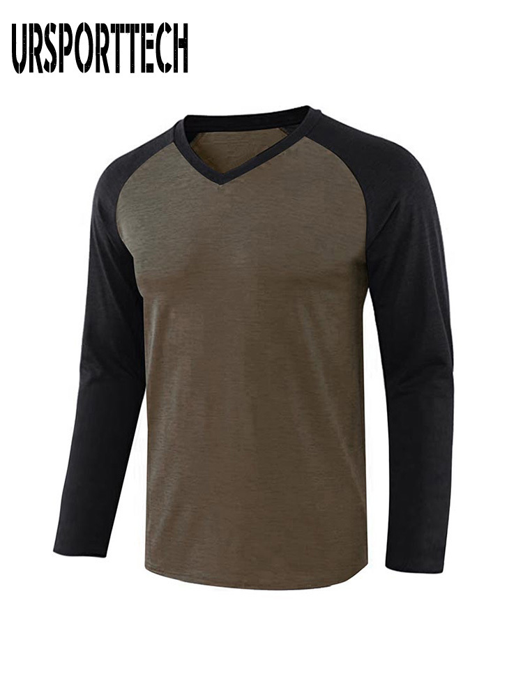 Men's T-Shirts Urporttech Spring Autumn Men's Large Full Sleeve Men's Casual Patch Work T-shirt Men's Fitness Top T-shirt 230403