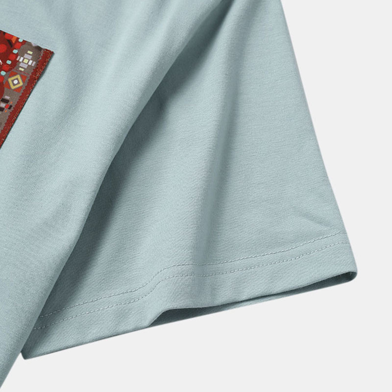 Men's T-Shirts Charmkpr Tops Men's Solid Short Sleeve T-Shirt Casual Street Men's Ethnic Print Pocket Camiseta S-2XL 230403
